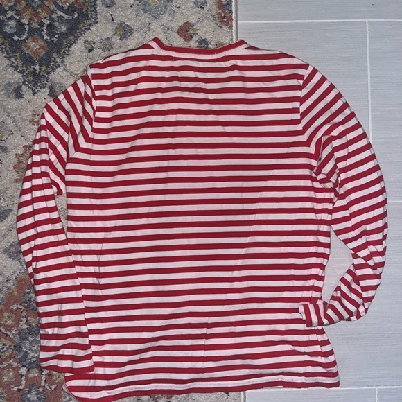 Commes Des Garcons Play Women's Big Red Heart Striped Red/White Size L - Picture 8 of 8